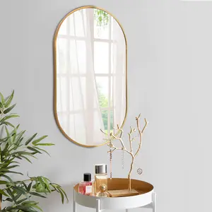 Loy Oval Metal Framed Wall Mounted Vanity Mirror Gold