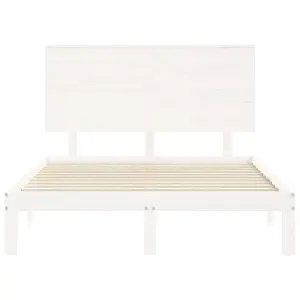 Berkfield Bed Frame with Headboard White 140x200 cm Solid Wood