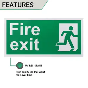 EAI - Fire Exit Sign Man Right 300x150mm Self Adh Semi Rigid PVC