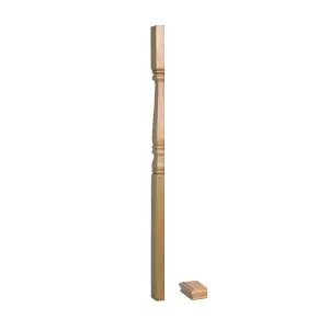 Solid Oak Provincial Half Newel Post 90mm x 43mm x 1400mm Inc Cap UK Manufactured Traditional Products Ltd