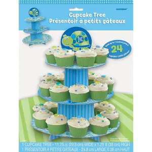 Unique Party Turtle 1st Birthday Cupcake Stand Blue/Green (One Size)