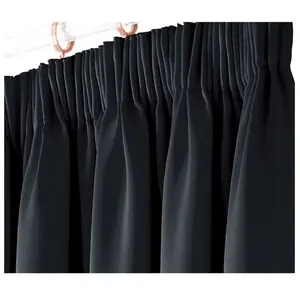 Fiffer Polyester Blackout Pinch Pleat Curtain Pair Black / 229 x 229 cm