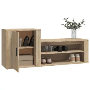 Berkfield Shoe Cabinet Sonoma Oak 130x35x54 cm Engineered Wood