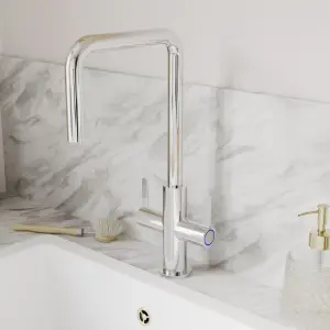 GoodHome kamut Chrome-plated Kitchen Twin lever Tap