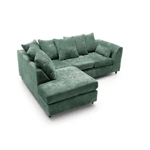 Harriet Crushed Chenille Left Facing Corner Sofa in Rifle Green