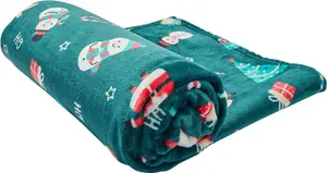 Celebright Luxurious 100% Recycled Christmas Fleece Throw - Large 50x60 Inch Fluffy Microfiber Blanket - Jolly Holiday Green