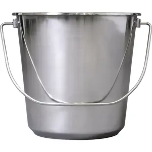 Durable 12L Stainless Steel Mop Bucket with Carry Handle for Home and Industrial Use