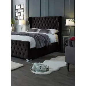 Colleen Plush Velvet Black Bed Frame