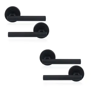 XFORT Matt Black Liberty Lever On Rose Door Handles, Door Handles 2 pairs