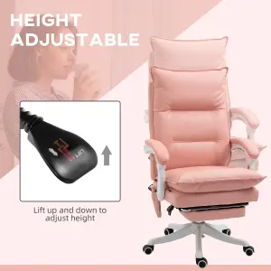 Vinsetto Faux Leather Vibration Massage Office Chair with Heat, Footrest, Pink