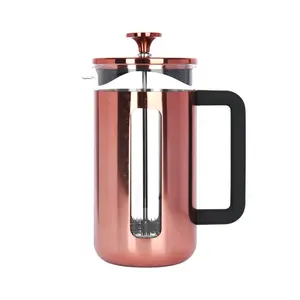 3pc Cafetière Gift Set with Copper Pisa 8-Cup Cafetière, Milk Frother and 2x Copper Coffee Mugs