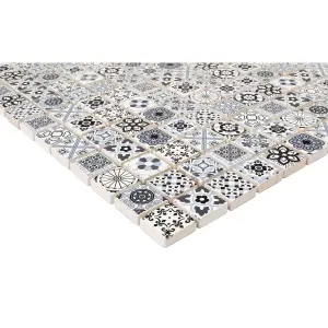 Amaranta Black & white Matt Stone effect Natural stone Mosaic tile sheet, (L)300mm (W)300mm