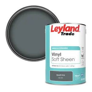 Leyland Trade Vinyl Soft Sheen Walls & Ceilings Emulsion Paint Basalt Grey (RAL 7012) - 5L