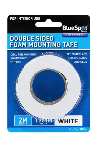 Blue Spot Tools - 19mm x 2M White Double Sided Foam Mounting Tape