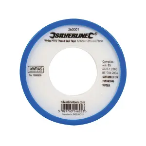 Silverline 250475 White PTFE Thread Seal Tape 10pc