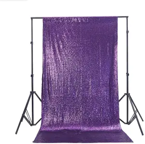 4ft x 7ft Sequin Backdrop Photography Background Shiny Fabric Glitter Curtain Backdrop, Purple