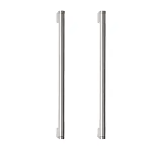 GoodHome Khara Nickel effect Kitchen cabinets Bar Pull Handle (L)28.4cm (D)36mm, Pack of 2