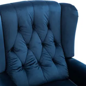 Althorpe Wing Back Fireside Recliner Velvet Occasional Armchair Sofa Chair (Midnight Blue, Velvet)