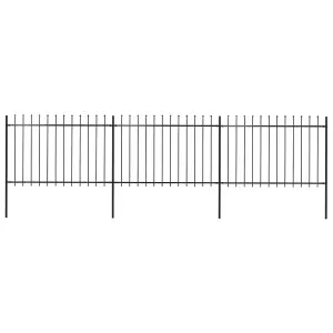 Berkfield Garden Fence with Spear Top Steel 5.1x1.2 m Black