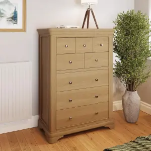 8 Drawer Chest Of Drawers Solid Oak Natural Lacquered Ready Assembled