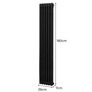 Traditional 2 Column Radiator - 1800 x 292 mm - Black