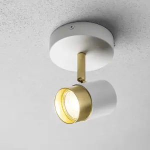 CGC ORIO White and Brushed Gold Single GU10  Adjustable Ceiling Spot Light