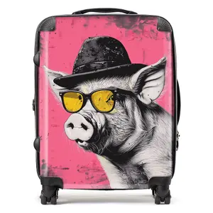 Pig In A Hat And Glasses Suitcase - Large