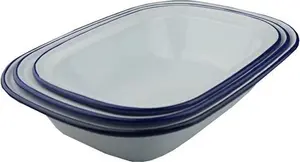 NEW - Falcon Enamel Bakeware Set Of 3 Pie Dishes - 1 Of Each 24cm 26cm 28cm