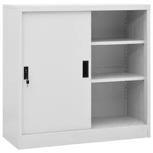 Berkfield Office Cabinet with Sliding Door Light Grey 90x40x90 cm Steel