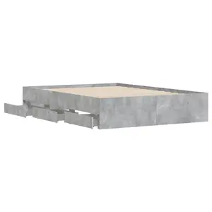 Berkfield Bed Frame with Drawers without Mattress Concrete Grey 135x190 cm Double