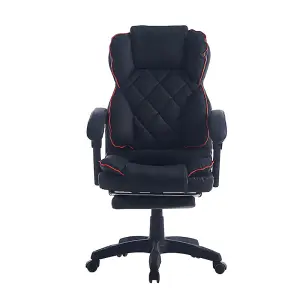 Executive Diamond Stitch Office Chair Black+Red Ribbon