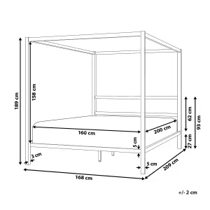 Metal EU King Size Canopy Bed White LESTARDS