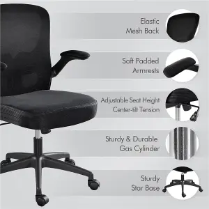 Yaheetech Black Swivel Mesh Office Chair with Armrests