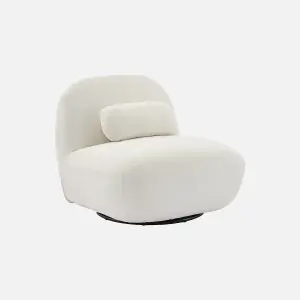 sweeek. Textured terry swivel armchair Spino Cream 85x85x75 cm