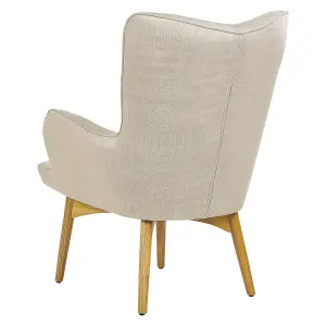 Wingback Chair VEJLE with Footstool Fabric Light Beige