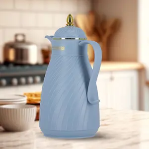 Royalford Glass Vacuum Flask, Vacuum Insulated Tea Carafe 1000ML -Heat & Cold Retention, Thermal Insulated Airpot, Blue