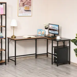 HOMCOM Computer Desk with Adjustable Storage Shelf Compact Gaming Workstation