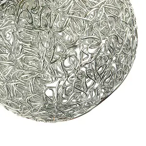 Retro Industrial Style Round Twisted Wire Mesh Metal Lamp Shade in Shiny Silver