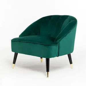 Velvet Emerald Green Kensington Slipper Bedroom Accent Chair