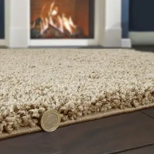 Luxurious Shaggy Rugs Soft Extra Thick Area Rugs Heavy 5cm Dense Pile for Living Room Bedroom Hallway (Light Beige 120 x 170)