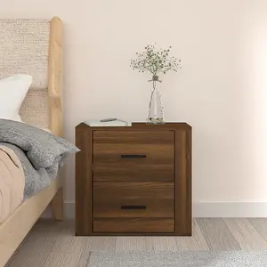 Berkfield Wall-mounted Bedside Cabinet Brown Oak 50x36x47 cm