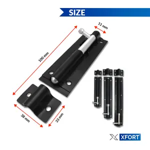 XFORT 2 Pack Heavy Duty Tower Bolt Black 100mm (4")