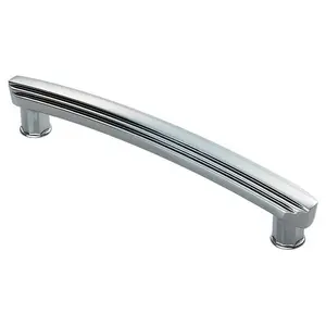 2x Ridge Design Curved Cabinet Pull Handle 160mm Fixing Centres Polished Chrome