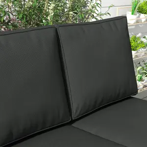 Outsunny 2 Seater Outdoor Seat Cushion with Back, for Garden, Charcoal Grey