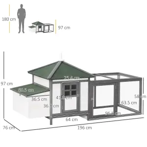 PawHut Chicken Coop Hen Poultry House w/ Nesting Box Outdoor Run Patio Wooden