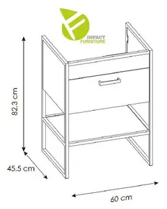 Bathroom Furniture Set: Tall Unit 600 Vanity Sink Cabinet Black Steel Oak Finish Freestanding Loft Industrial Brook