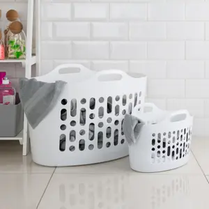 Wham 2 Piece Plastic Flexi Basket Set (8L/50L) Ice White