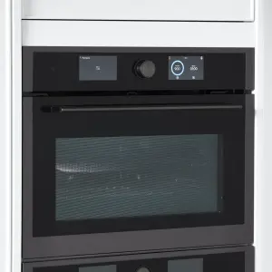 GoodHome GHCOM50 Built-in Compact Oven with microwave - Brushed black stainless steel effect