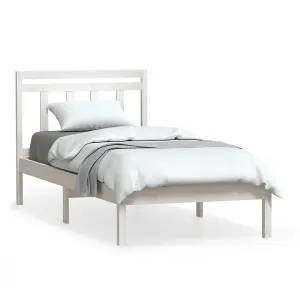 Berkfield Bed Frame White Solid Wood Pine 90x200 cm