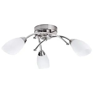 Contemporary 3 Arm Brushed Satin Chrome Ceiling Light Fitting